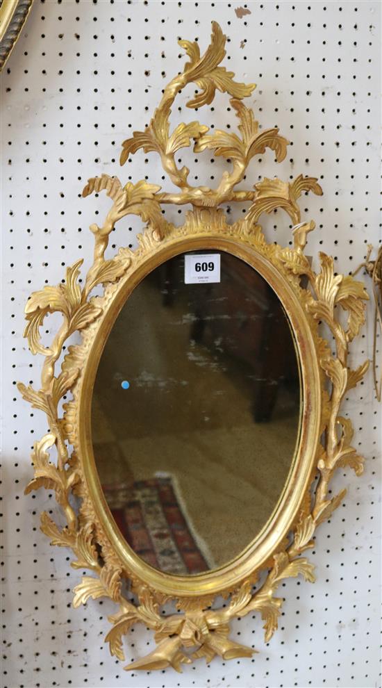 Chippendale style giltwood oval wall mirror(-)